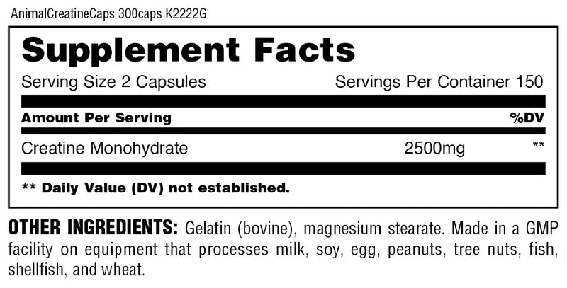 Animal Creatine Caps 300 Caps