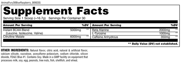 Animal Fury 502g Blue Raspberry