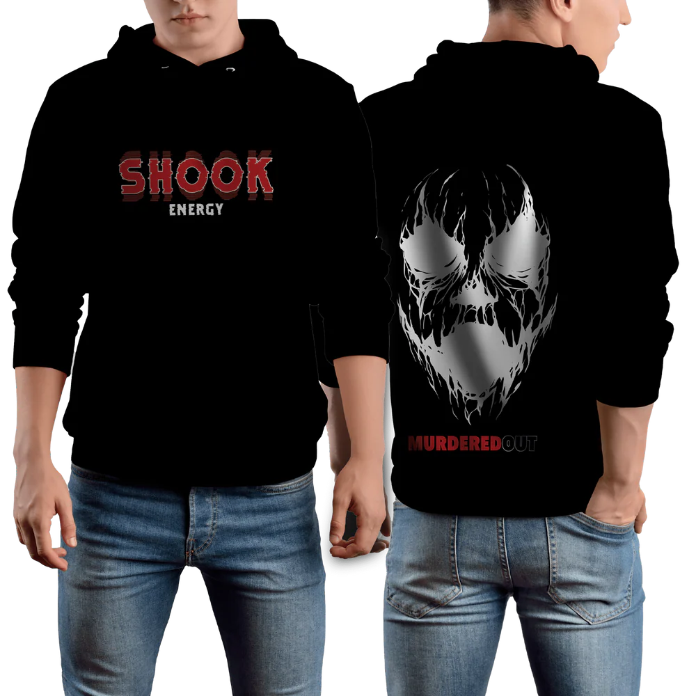 Murdered Out Shook Hoodie Large Black